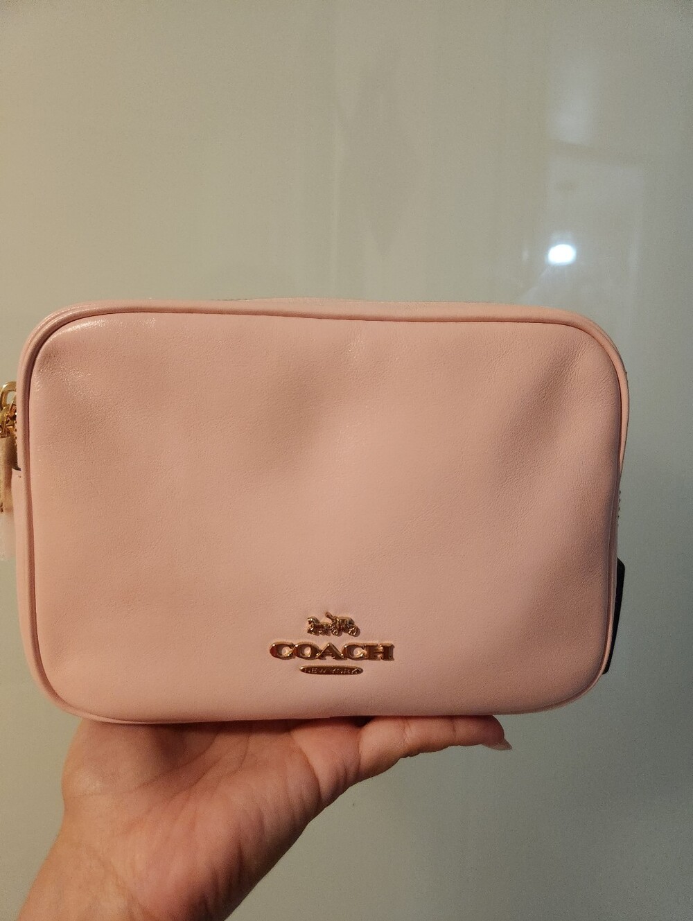 Coach Light Pink Pebble Leather Mini Carey with Gold Logo- NEW NO TAGS
